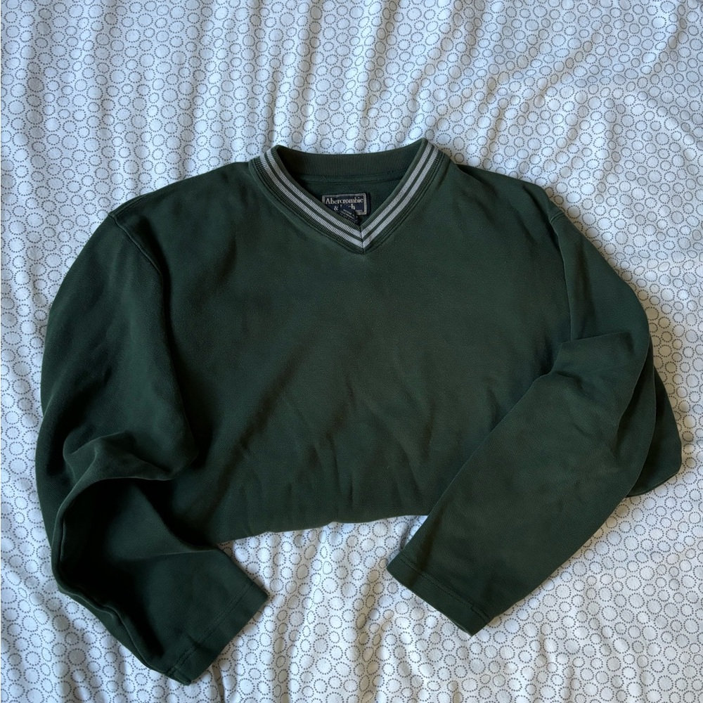 Abercrombie & Fitch Forest Green V-Neck Sweater